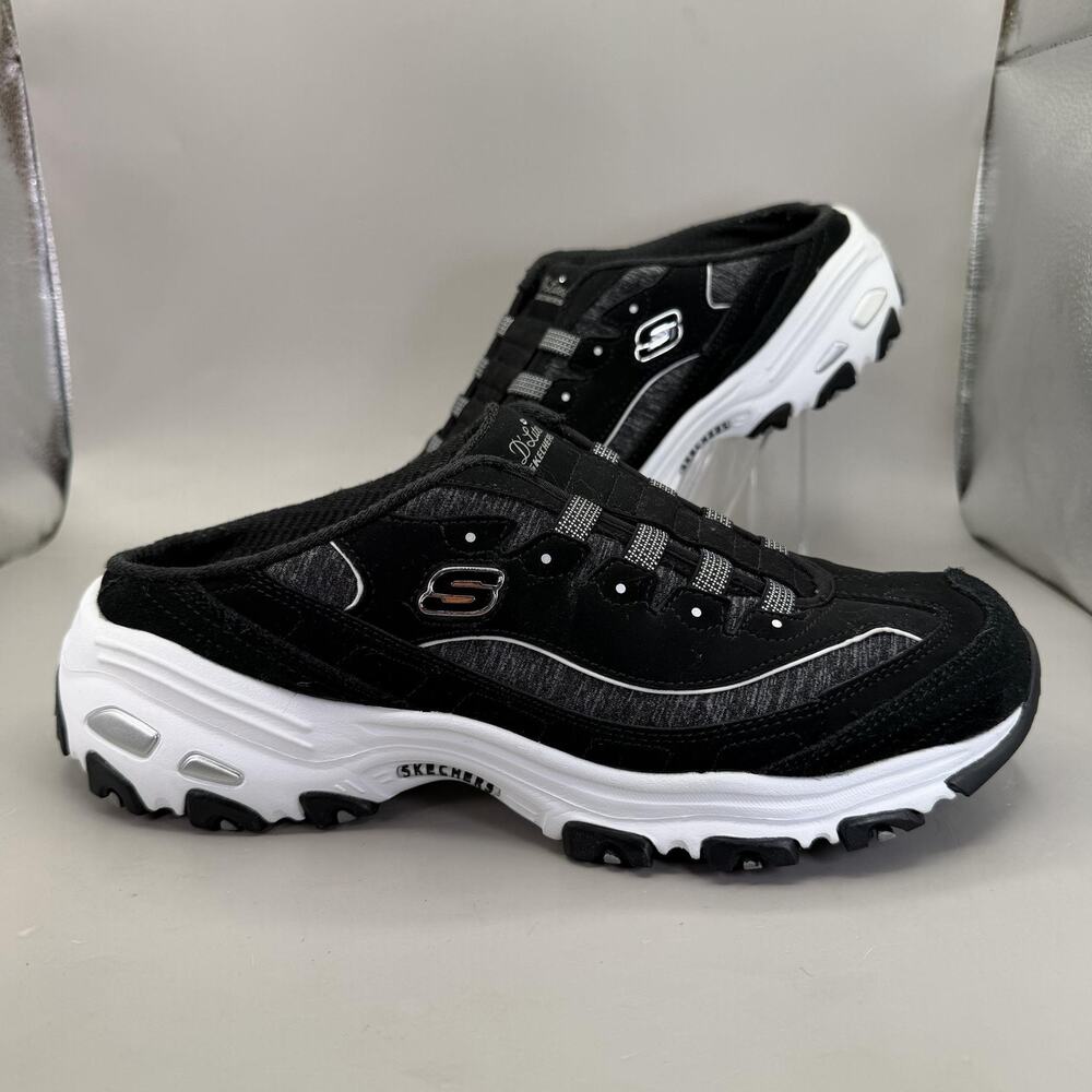 Skechers D'Lites Shoes Womens Size 10 Black Slip On Mules Comfort SN 11940